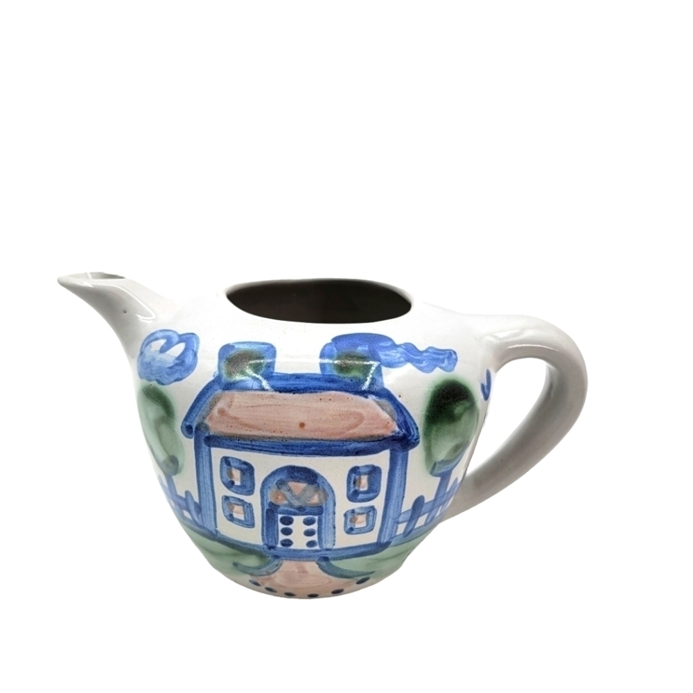 M.A. Hadley signed Country Scene Blue teapot